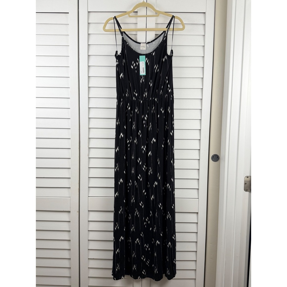 Kaileigh Marcela Knit Maxi Dress XXL Black White Ikat Print NEW